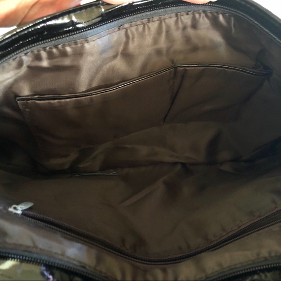 Black Patent Croc Envelope Clutch - Picture 6 of 7